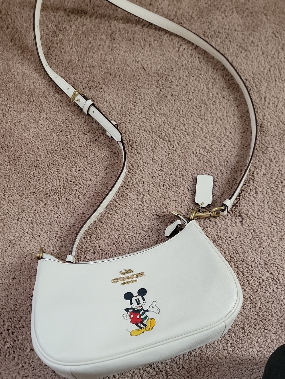 Coach White Leather Mickey Mouse Crossbody Bag